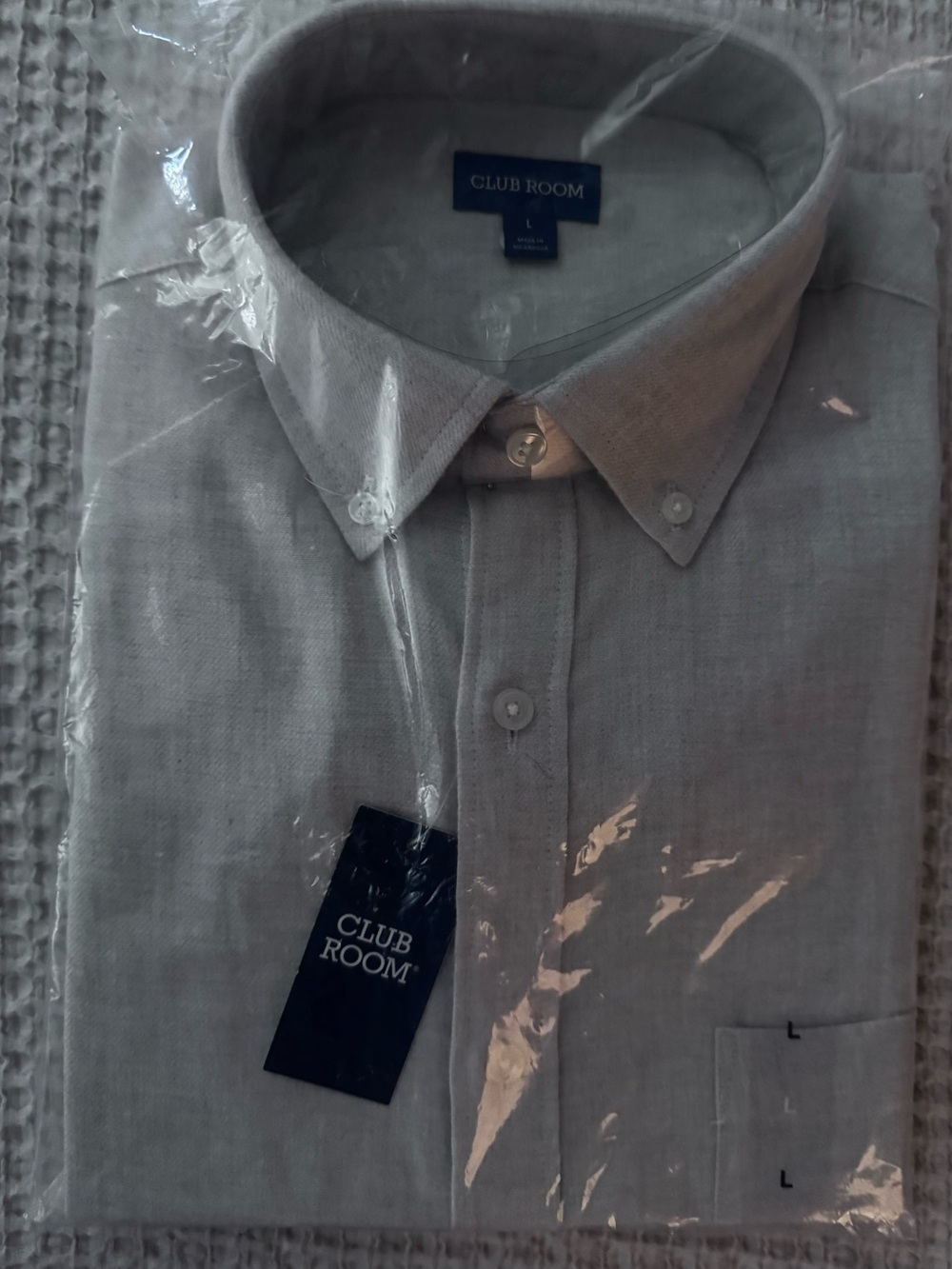 Club Room Men’s Flannel Beige Button-Down Casual Shirt - Picture 4 of 4